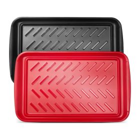 VEVOR Plastic Serving Trays, 2-Pack Grilling Prep and Serve Trays with Handles , 17x10.35 Inch Anti-Slip Melamine Food Tray, Ideal for BBQ, Kitchen
