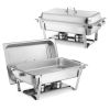 VEVOR Rectangle Chafing Dish, 9 Qt 2 Pack Stainless Steel Chafing Dish, Food Warmer Chafer Complete Set with Hollow Handle, 1 Food Tongs, Lid