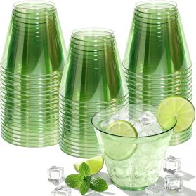 50 Pack Plastic Disposable Cups 9 oz Green Drinking Glasses for Cold Water Sturdy Plastic Cup for Cocktails Cups Bulk for Wedding Thanksgiving Christm