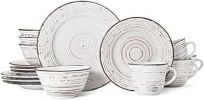 Trellis White 16-Piece Stoneware Dinnerware Set