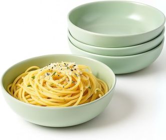 Ceramic Pasta Bowls Set of 4 – 40oz Extra Large Dinner Bowls, Deep Plates Salad Bowl for Eating, Pasta Plates, Stoneware Shallow Bowl Plate Set