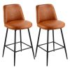 VEVOR Bar Stool Set of 2, 27 inch Counter Height Swivel Stools, Modern PU Leather Counter Barstool with Backrest and Metal Legs, Armless Bar Chair