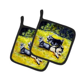 Scooter Pooter and Tooter Goats Pair of Pot Holders Kitchen Heat Resistant Pot Holders Sets Oven Hot Pads for Cooking Baking BBQ, 7 1/2 x 7 1/2
