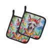 Chinese Crested Luau Pair of Pot Holders Kitchen Heat Resistant Pot Holders Sets Oven Hot Pads for Cooking Baking BBQ, 7 1/2 x 7 1/2