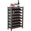 VEVOR 42 Bottle Modular Wine Rack, 7-Tier Solid Bamboo Wood Storage Racks with Table Top, Floor Freestanding Wines Holder Display Shelf