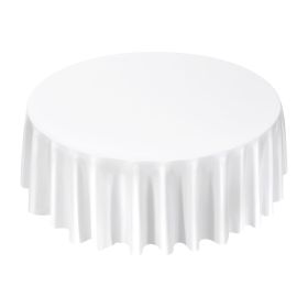 VEVOR White Round Tablecloths 2 Pack, 120 Inches in Diameter, Stain- & Wrinkle- Resistant, Machine Washable Table Clothes