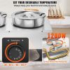 VEVOR Electric Soup Warmer, Three 7.4QT Stainless Steel Round Pot, 1200W Commercial Food Warmer, 86~185 Fahrenheit Adjustable Temp