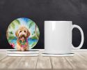 Goldendoodle Luau Large Sandstone Coasters Pack of 4 Absorbent Round Coasters Decor Gifts for Men or Women, 4 in, Multicolor
