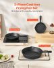VEVOR Cast Iron Skillet, 3-Piece Frying Pan Set (6, 8, 10 in), Heavy-Duty Skillets with Heat-Resistant Handle, Pre-Seasoned Chef's Pan