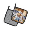 Golden Retriever The Chef Pair of Pot Holders Kitchen Heat Resistant Pot Holders Sets Oven Hot Pads for Cooking Baking BBQ, 7 1/2 x 7 1/2