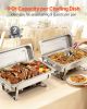 VEVOR Rectangle Chafing Dish, 9 Qt 2 Pack Stainless Steel Chafing Dish, Food Warmer Chafer Complete Set with Hollow Handle, 1 Food Tongs, Lid