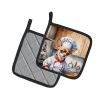 Chihuahua The Chef Pair of Pot Holders Kitchen Heat Resistant Pot Holders Sets Oven Hot Pads for Cooking Baking BBQ, 7 1/2 x 7 1/2