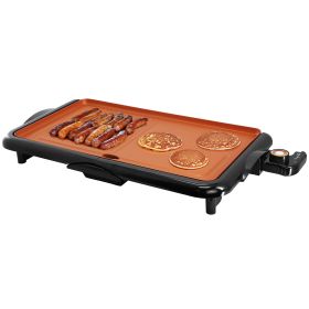 MegaChef 18.89 Inch Electric Grill and Griddle in Black with Copper Coating