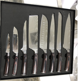 8 Damascus Pattern Stainless Steel Chef's Knives (Option: Default)