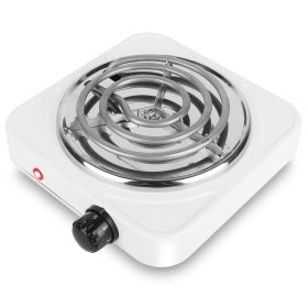 1000W Electric Single Burner Portable Coil Heating Hot Plate Stove Countertop RV Hotplate with Non Slip Rubber Feet 5 Temperature Adjustments (Option: White)
