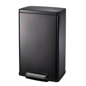 Stainless Steel 13-Gallon Kitchen Trash Can with Step Lid in Finish (Color: Charcoal Black Grey)