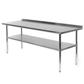 Stainless Steel Kitchen Prep Work Table with Backsplash (size: 72 X 24 Inch)