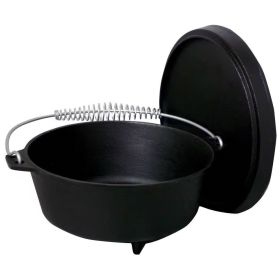 Seasoned Cast Iron Dutch Oven with Lid and Spiral Metal Handle (size: 2-Gallon)