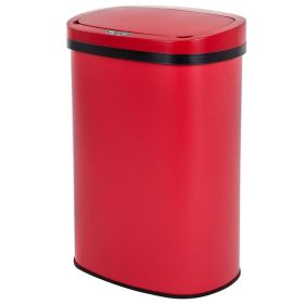 13-Gallon Stainless Steel Kitchen Trash Can with Motion Sensor Lid (Color: Red)