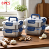 Yakimoto 2/4/6/8/10 PCS Extra-Large Stainless Steel Food Storage Containers With Blue Lids - Deep Design, Airtight Seal