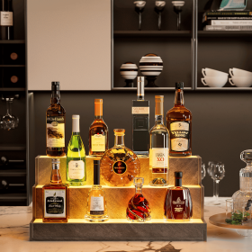LED Lighted Liquor Bottle Display Shelf, 24 Inch Bar Display Shelf, DIY Illuminated Bottle Shelf with App & Remote Control (Color: as Pic)