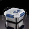 Yakimoto 2/4/6/8/10 PCS Extra-Large Stainless Steel Food Storage Containers With Blue Lids - Deep Design, Airtight Seal