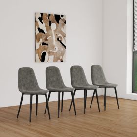 Dining Chairs Set of 4, Modern Accent Chairs with Soft glove suede Fabric Upholstered Seat (Color: Grey+suede)