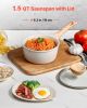 VEVOR 1.5 QT Saucepan, Nonstick Saucepan with Tempered Glass Lid, Multipurpose Cooking Sauce Pot with Detachable Handle