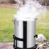 30QT Propane Turkey Fryer Set Silver Aluminum Pot with Black Round Iron Stand Outdoor Gas Deep Fryer Kit for Frying Turkey Seafood and Boiling Crawfis